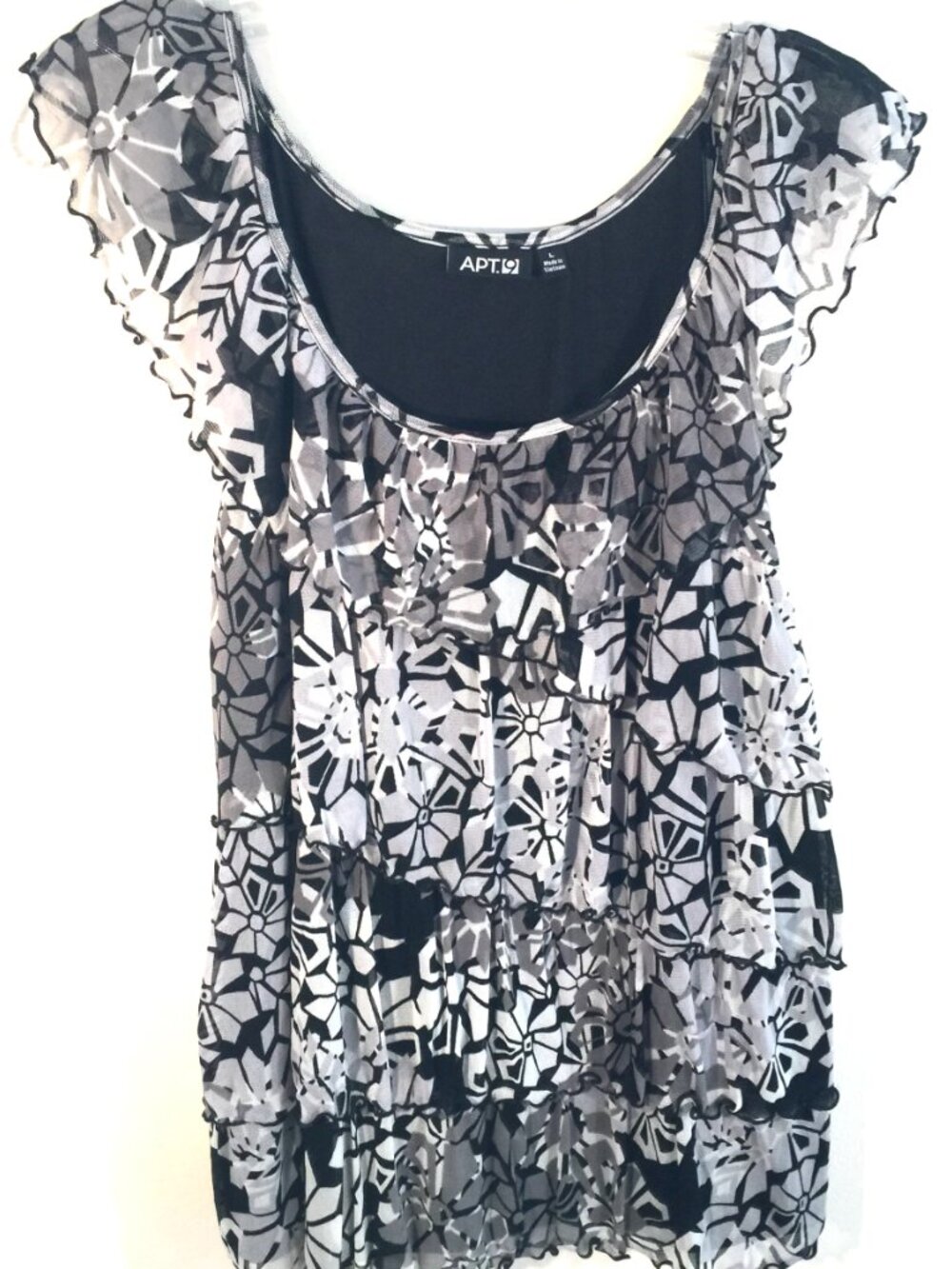 Apt. 9 Black/White Floral Blouse NEW
